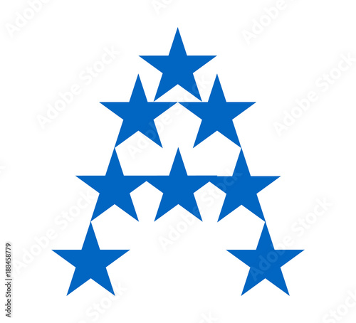 Letter A logo made of blue stars