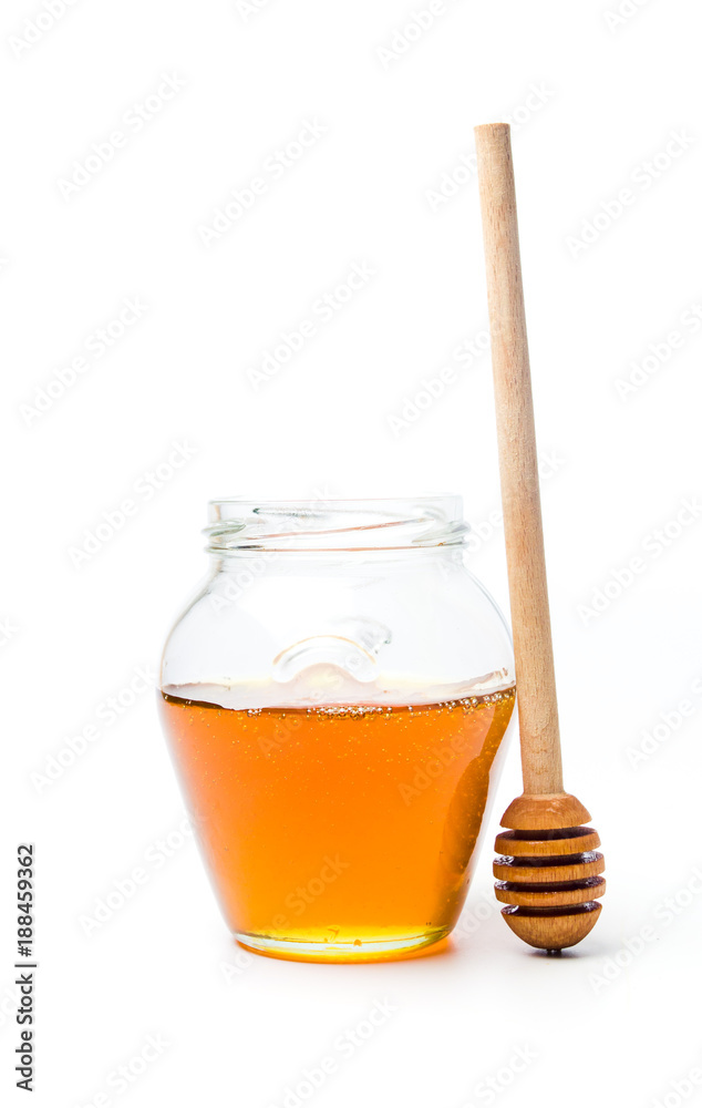 Jar of honey isolated on white background Jar of honey isolated on white background