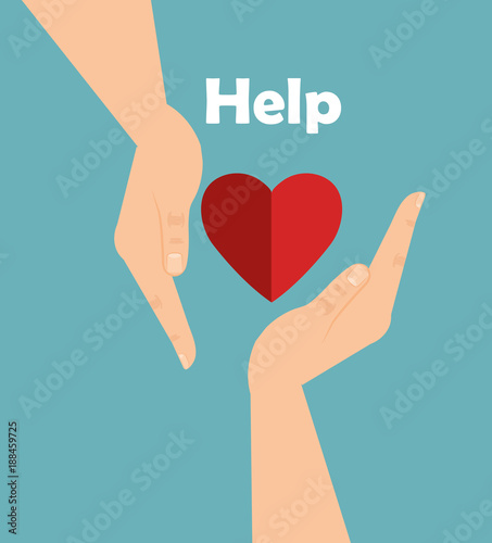 hands with heart help vector illustration design