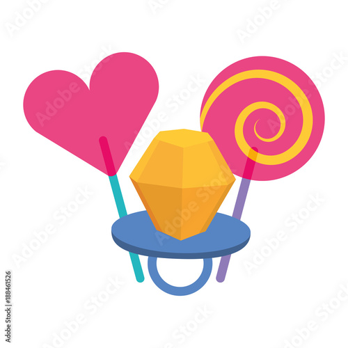 lollipops and ring diamond cartoon image vector illustration