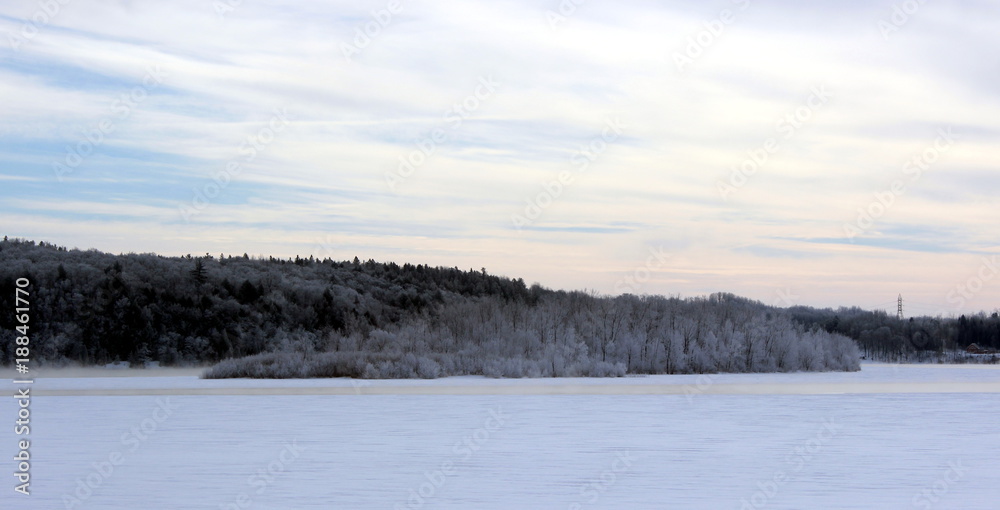 River shore in winter