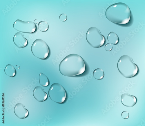 Realistic transparent Water drops composition.