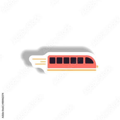 stylish icon in paper sticker style high-speed train