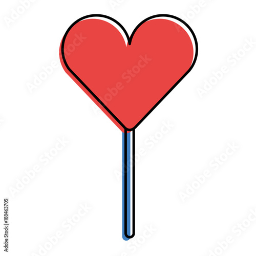 heart shape lollipop sweet dessert vector illustration