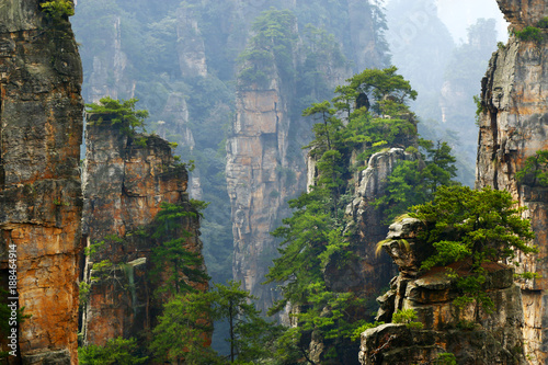 view of limestone cliff in Zhangjiajie national park  hunan China