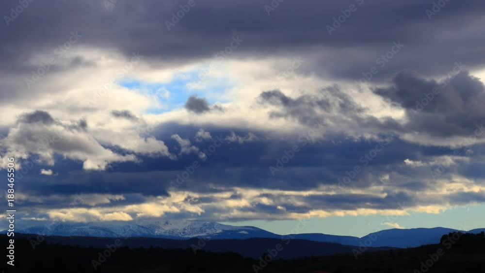 Stormy clouds over Pyrenean mountains moving at high speed
Stormy clouds over Pyrenean mountains moving at high speed