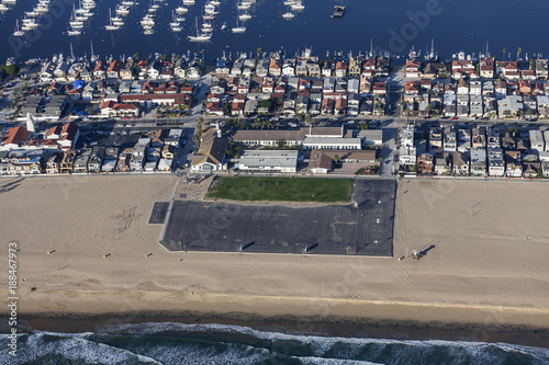Aerial view of beach front ...