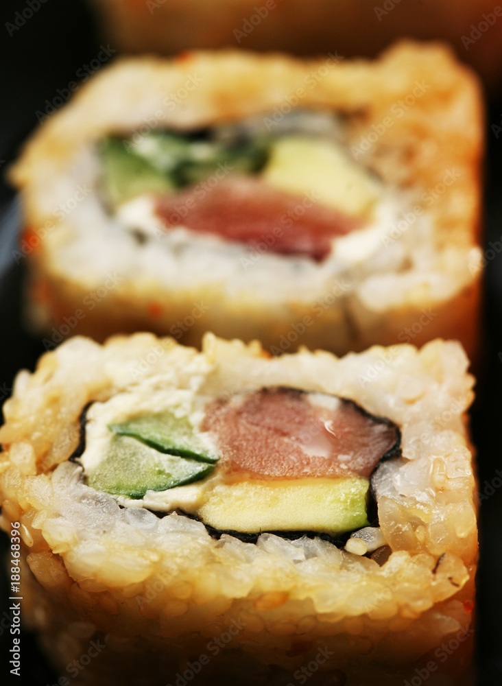 rolls with shrimp, crab and avocado rolls with shrimp, crab and avocado