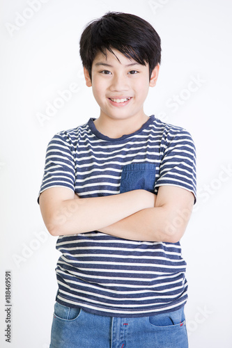 Portrait of asian cute boy with smile face,