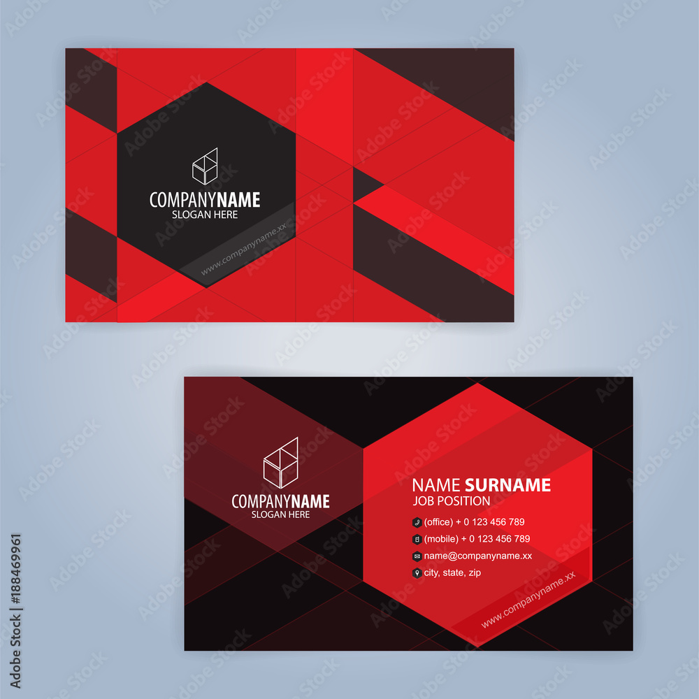 Red and Black modern business card template, Illustration Vector 10
