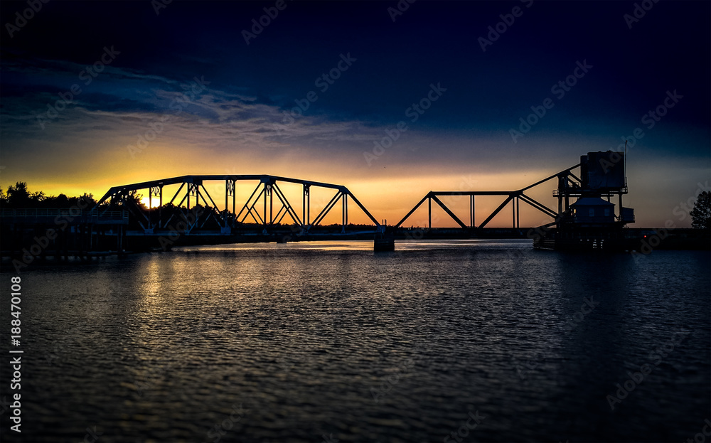 Silhouetted Railroad Bridge