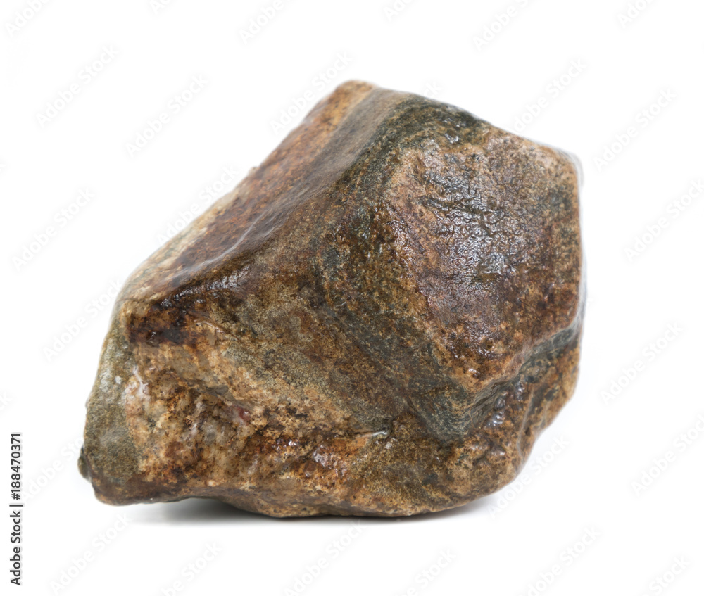 Single natural stone on white background, close-up Single natural stone on white background, close-up