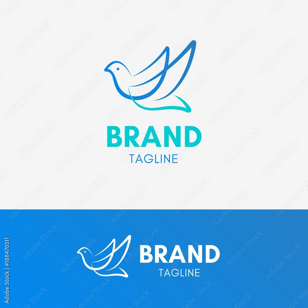 Obraz premium Bird Line Simple Logo template icon symbol with blue and turquoise color