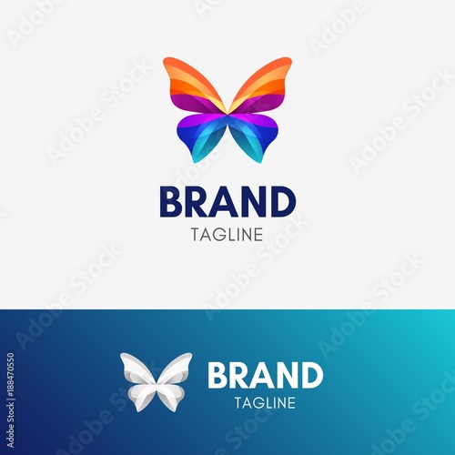 Butterfly Ribbon logo template icon symbol with vibrant color