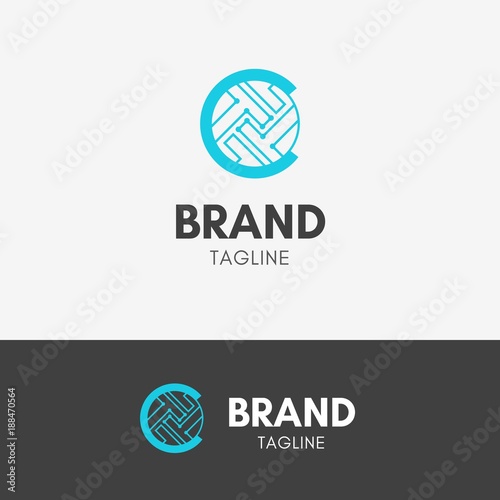 Cryptocurrency Firm Logo template icon symbol with turquoise color