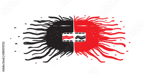 Black and white imaginary mad characters. Vector illustration.