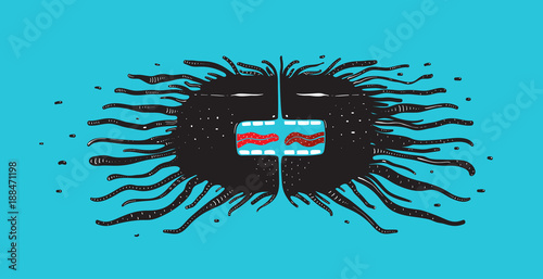 Imaginary psychedelic underwater beast characters. Vector illustration.