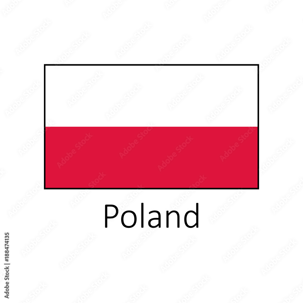 Flag Of Poland With Name Icon Official Colors And Proportion Correctly 