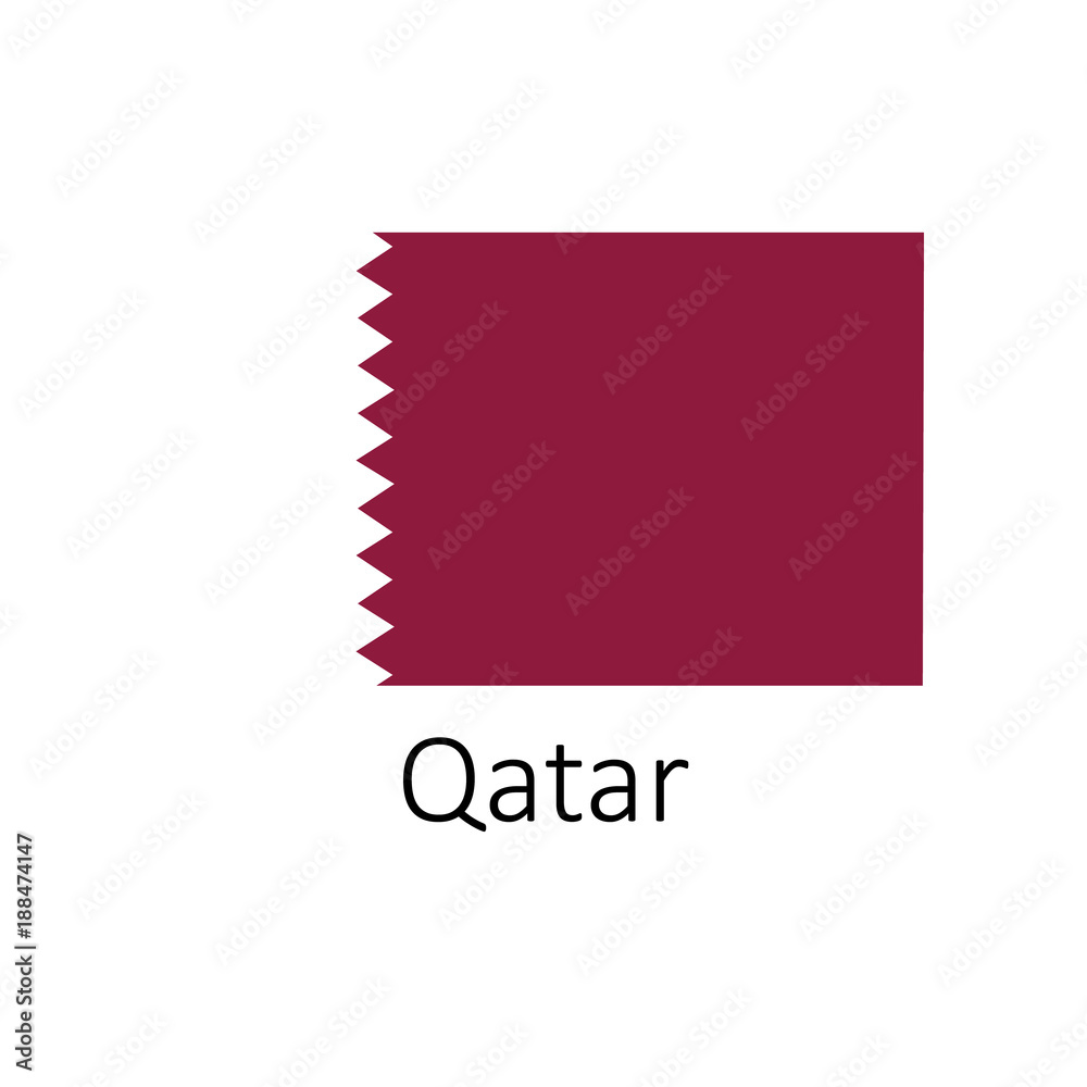 Flag of Qatar with name icon. Official colors and proportion correctly