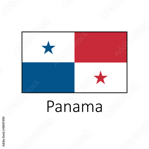 Flag of Panama with name icon. Official colors and proportion correctly. National Panama Flag vector. Panama Flag vector illustration. National Panama Flag vector