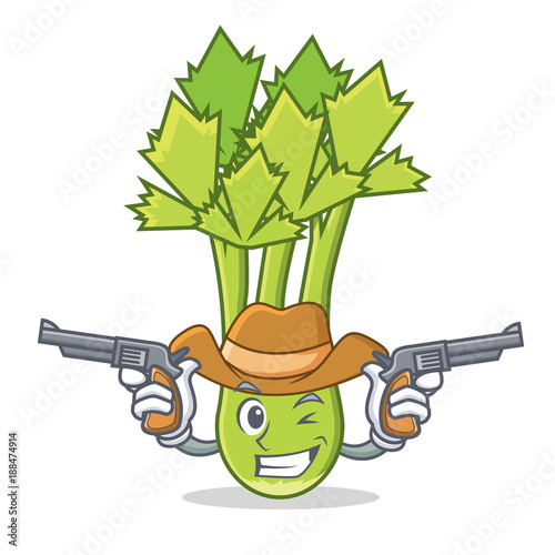 Cowboy celery character cartoon style