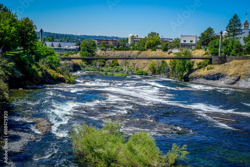 The stunning Riverfront Park in Spokane Washington shows off the sparkling waters of the Spokane River.