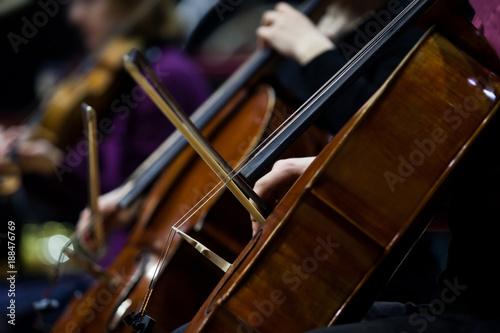  Fragment of cellos in a symphony orchestra