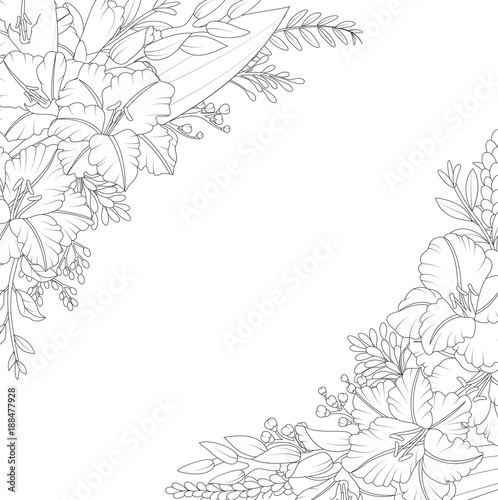 Fototapeta Naklejka Na Ścianę i Meble -  Floral hand drawn invitation card