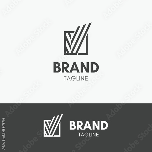 Letter V Abstract Line Logo template element symbol in black color
