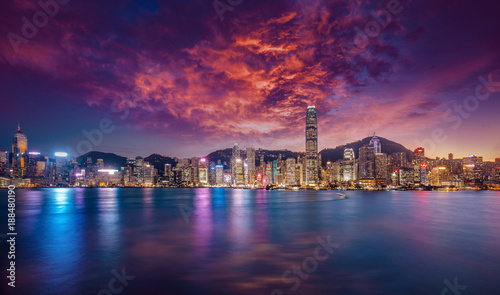 Photography Night scene of  Hong Kong Victoria Harbour