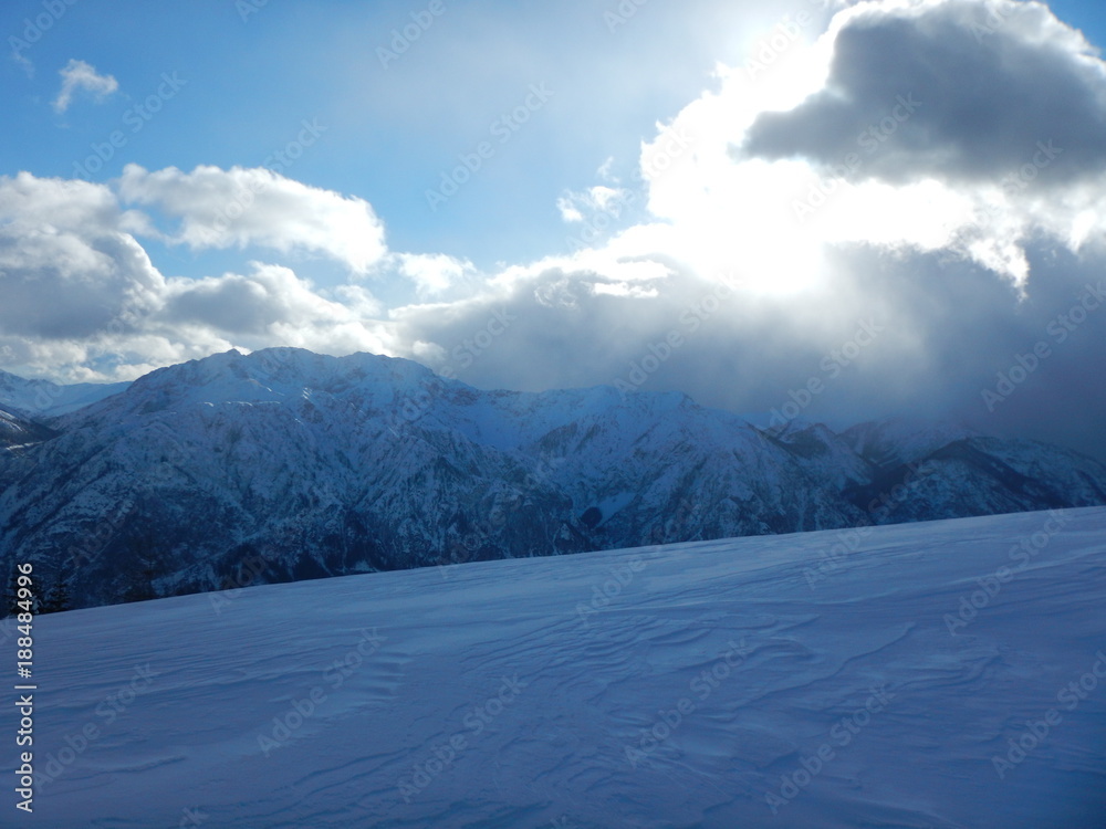 beautiful winter landscape in the alps