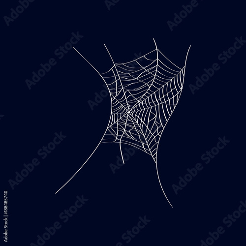 Arachnid creepy cobweb isolated icon on dark background. Abstract design element for halloween holiday banners decoration, web silhouette vector illustration.