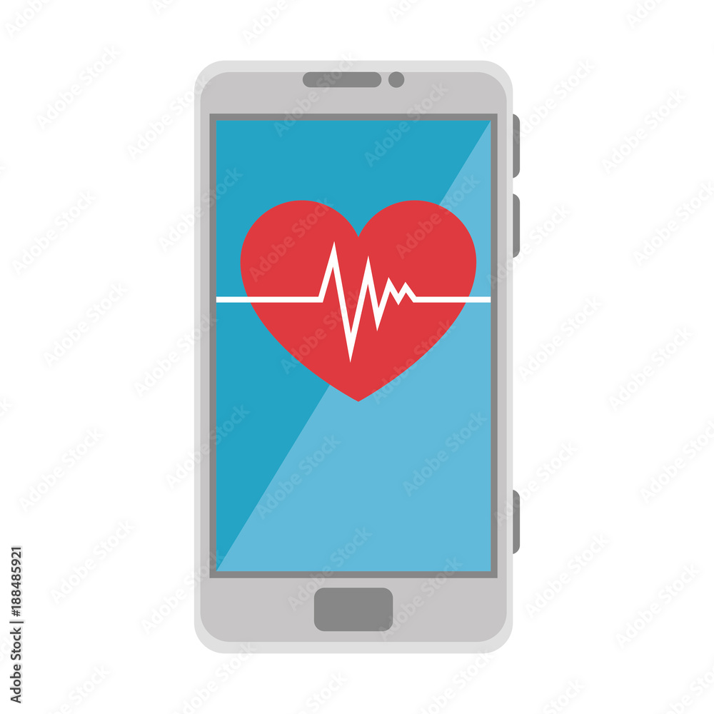 smartphone device with heart cardio vector illustration design smartphone device with heart cardio vector illustration design