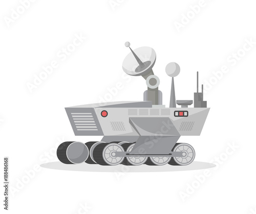 Mars science laboratory isolated vector icon. Robotic space autonomous vehicle for planet exploration and cosmic colonization vector illustration in flat style.