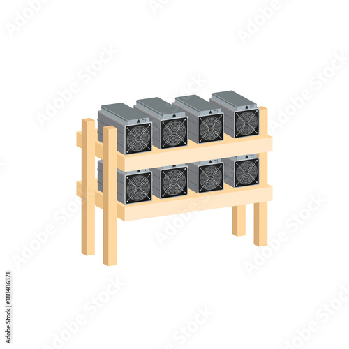 Cryptocurrency mining pool isolated icon. Blockchain technology and digital money, cryptocurrency system isometric vector illustration.