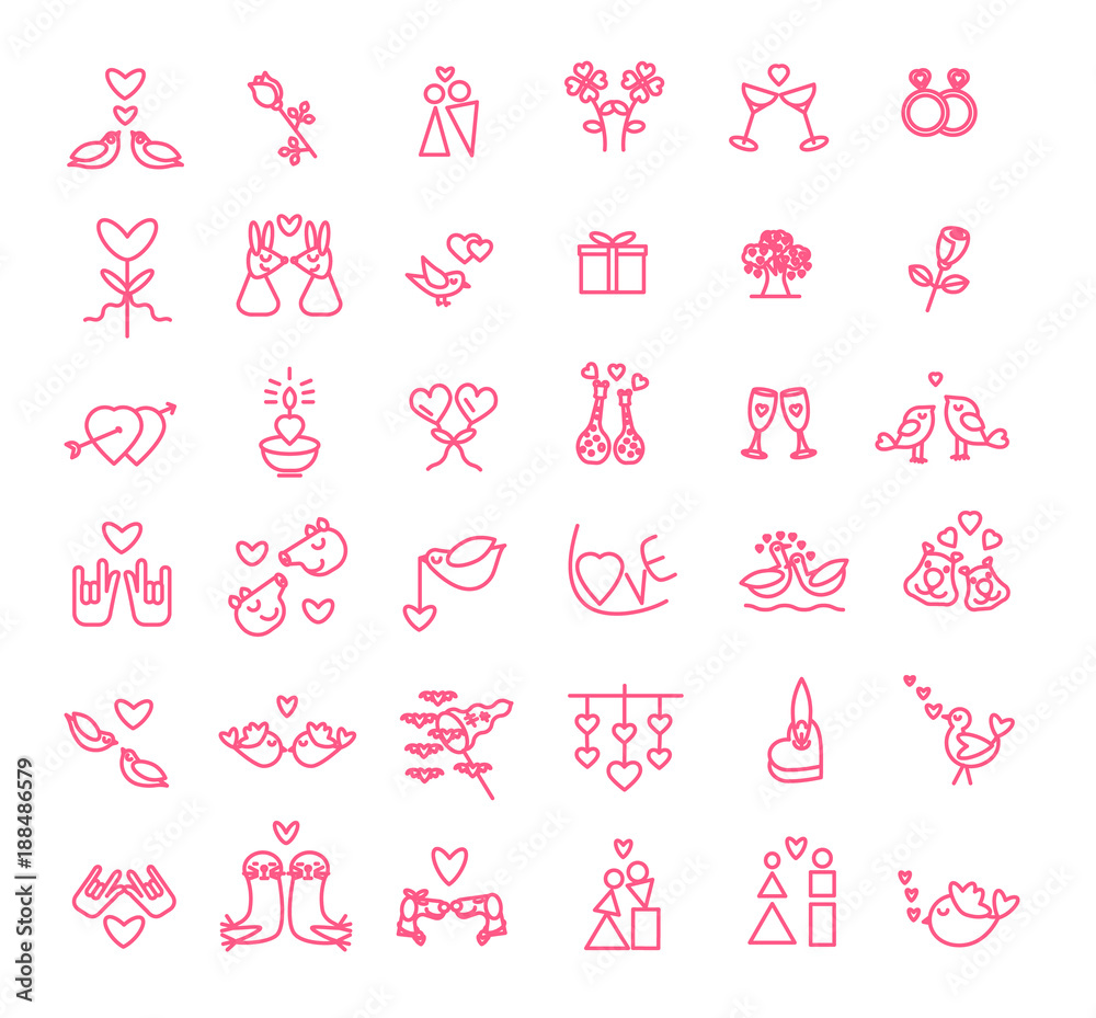 Cute valentine icon set. love and cute valentine symbol vector illustration Cute valentine icon set. love and cute valentine symbol vector illustration