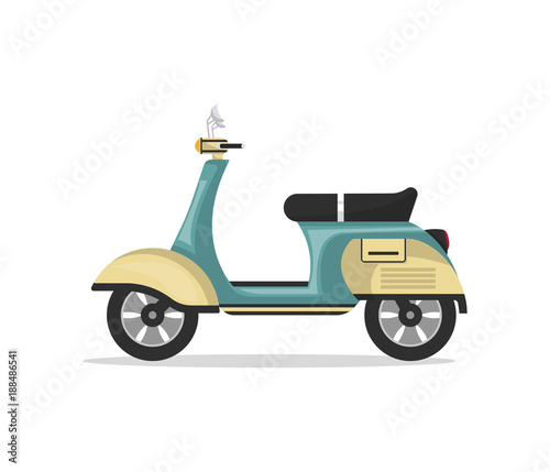 Vintage scooter icon in flat style. Personal transport, city vehicle isolated on white background vector illustration.