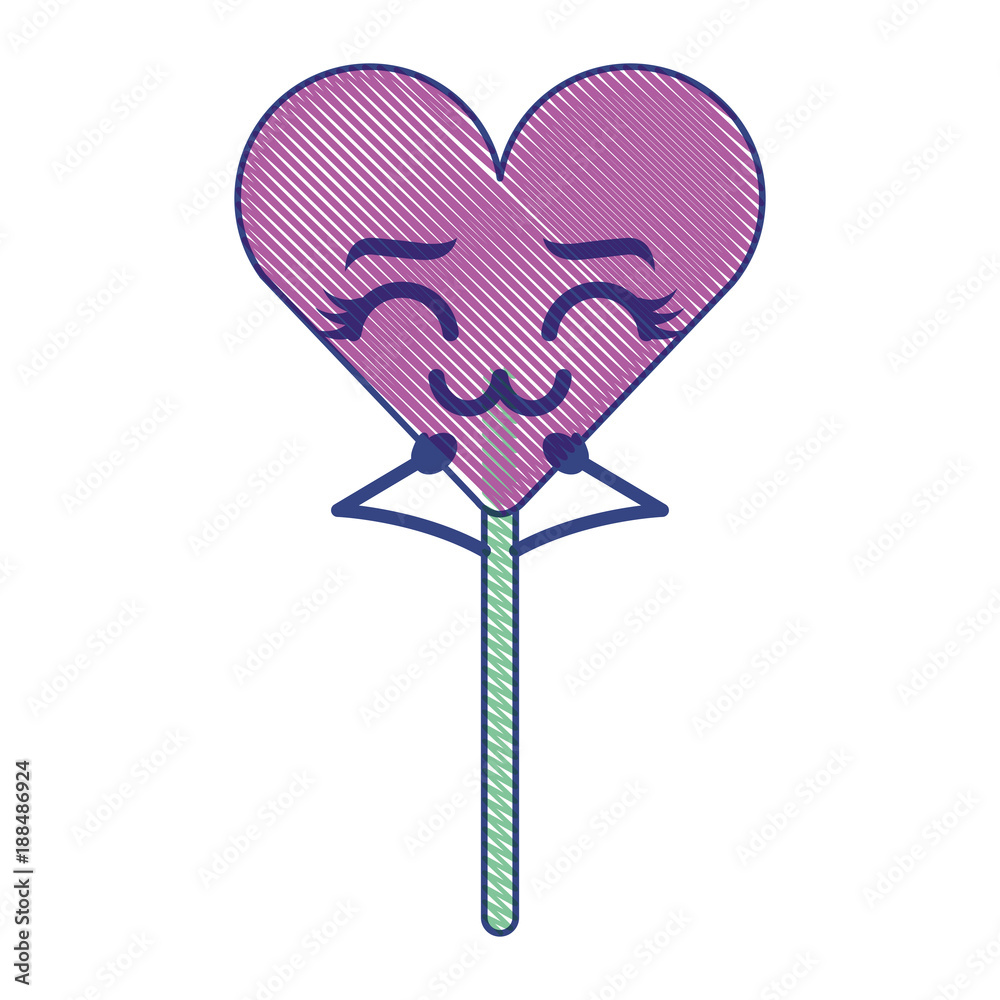 cartoon heart lollipop kawaii character vector illustration draw design