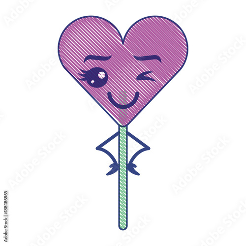 cartoon heart lollipop kawaii character vector illustration draw design