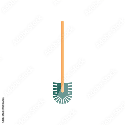 Toilet brush icon logo isolated on white background. Cleaning service, house cleaning tool, household equipment for washing - flat vector illustration