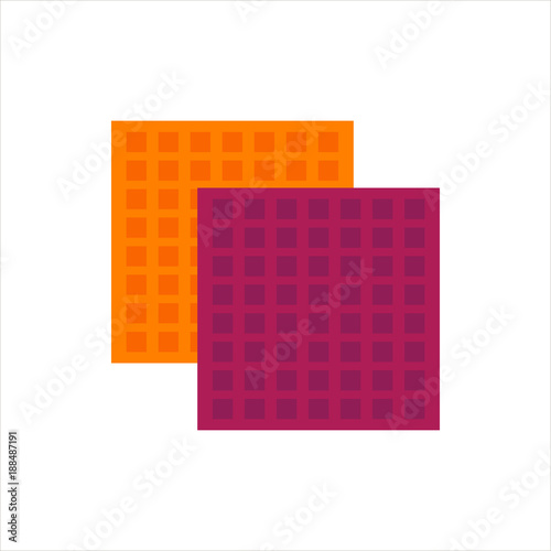 Flat cellulose sponges icon logo rag isolated on white background. Clean object, household equipment tool. Cleaning service vector stock illustration, housekeeping cleanness
