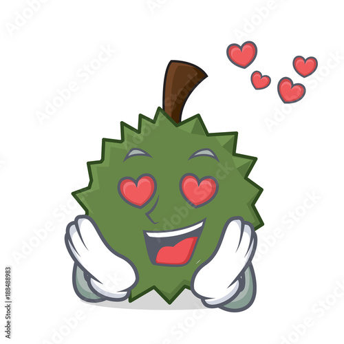 In love Durian mascot cartoon style photo