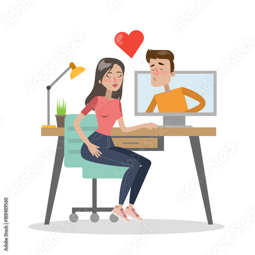 Couple dating online.