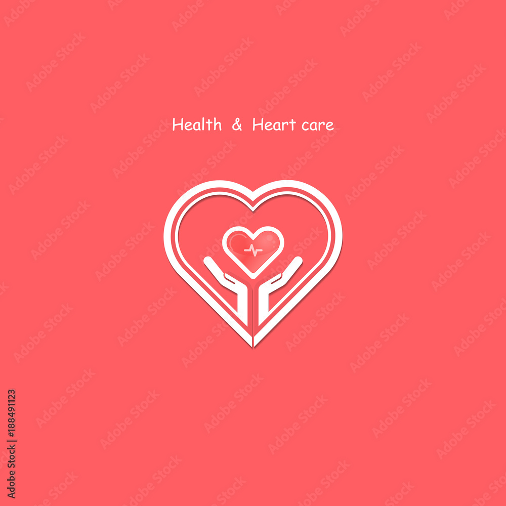 Human hand with Heart icons vector logo design template.Love sign.Health and Heart Care icon.Healthcare & medical concept.Vector illustration Human hand with Heart icons vector logo design template.Love sign.Health and Heart Care icon.Healthcare & medical concept.Vector illustration