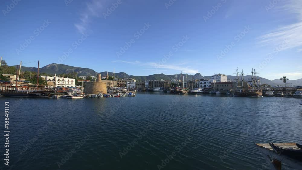 Boats In Harbour & Castle Walls; Kyrenia, North Cyprus; Kyrenia, Northern Cyprus Boats In Harbour & Castle Walls; Kyrenia, North Cyprus; Kyrenia, Northern Cyprus