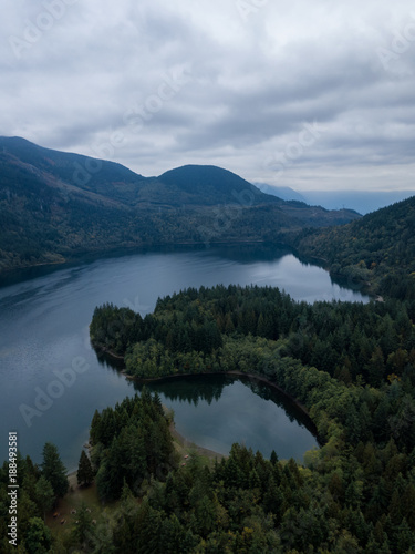 Hicks Lake Aerial Landscape. Taken East of Vancouver, British Columbia, Canada.
