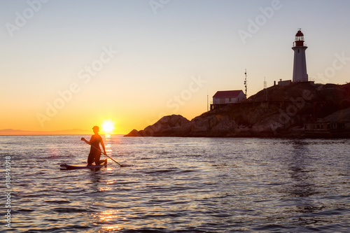 Paddle Boarding by Lighthouse in West Vancouver