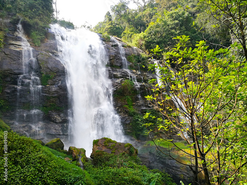 Wachirathan waterfall   waterfall in doi inthanon national park  Chiang mai Thailand.