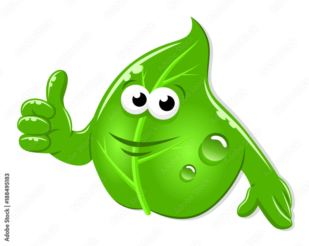 Cartoon leaf thumbs up Cartoon leaf thumbs up