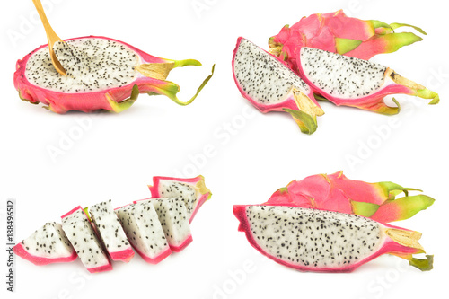 Group of pitahaya isolated on a white background with clipping path